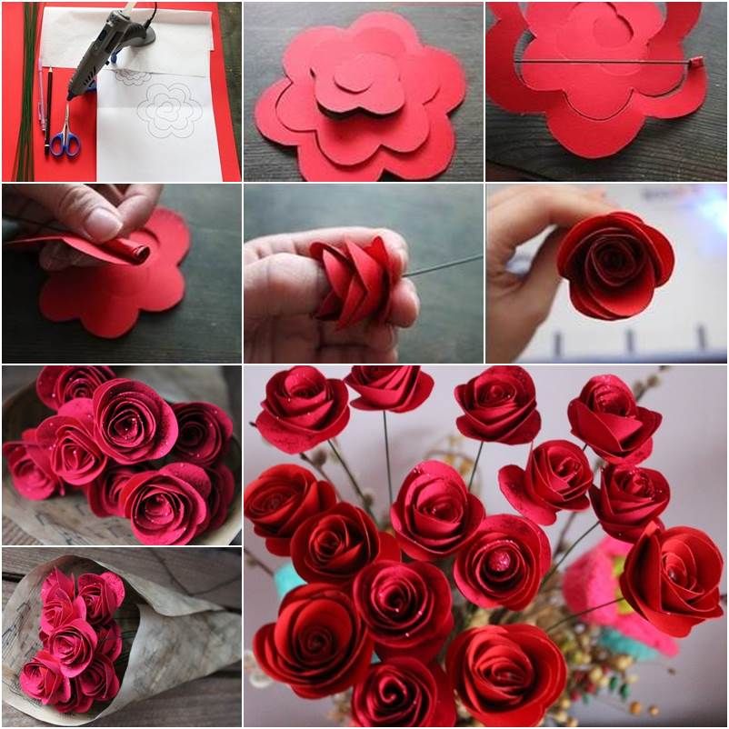 Bouquet of flowers from corrugated paper