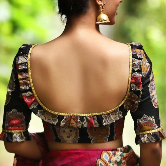 U-Shaped Blouse Back Neck Designs