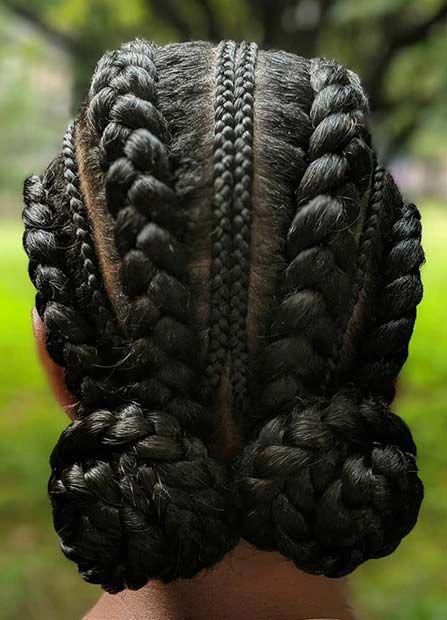 Low Braided Updo With Braided Hairstyles With Weave