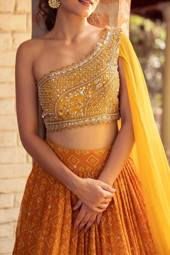 One Shoulder Blouse for Lehenga