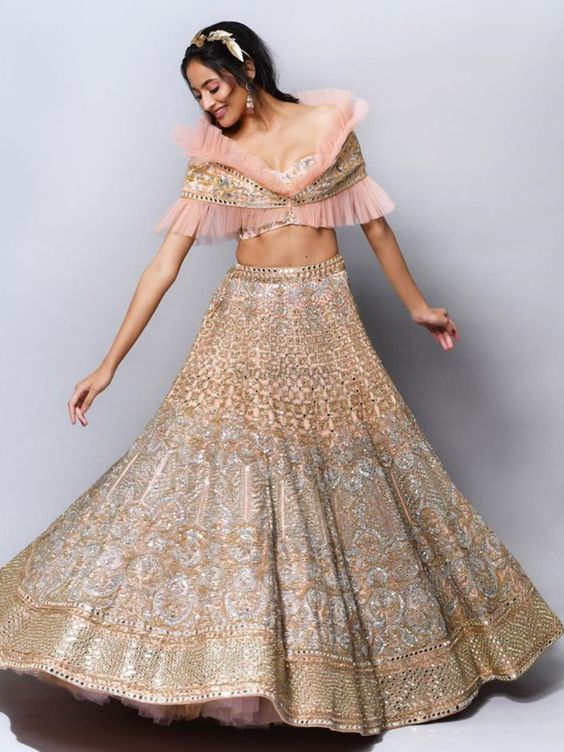 Ruffle Lehenga Blouse Design