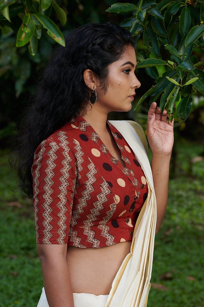 Button-Down Collar Neck Blouse Design