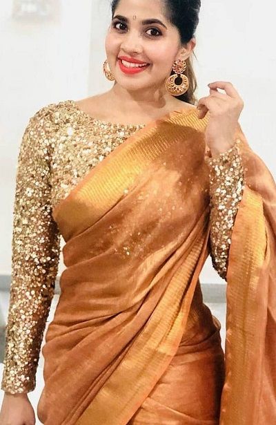 Golden Embellished Boat Neck Blouse