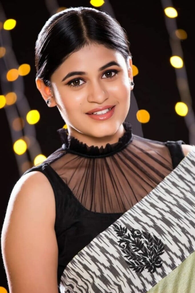 High Net Sleeveless Blouse With Frill Neck