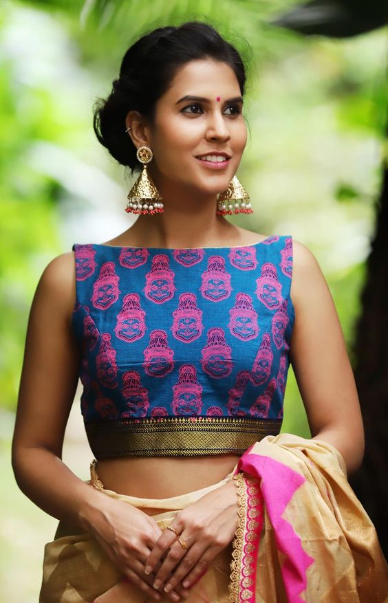 Boat Neck Blouse Design
