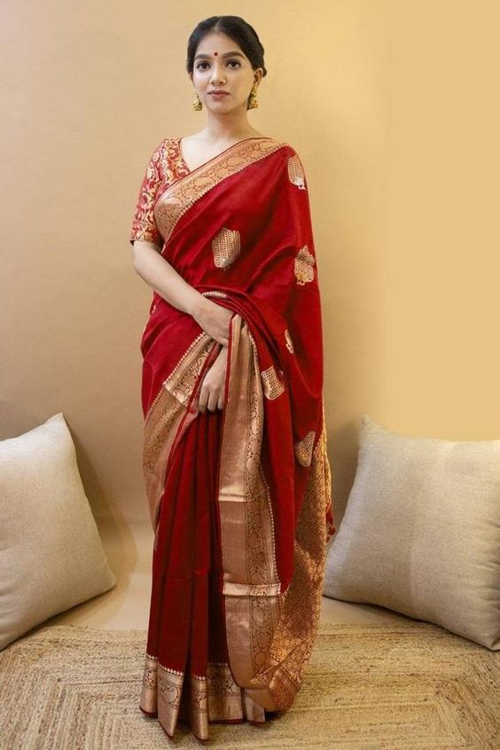 Brocade Blouse for Simple Silk Saree