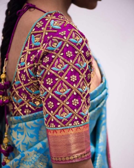 Embroidered Blouse for Soft Silk Saree