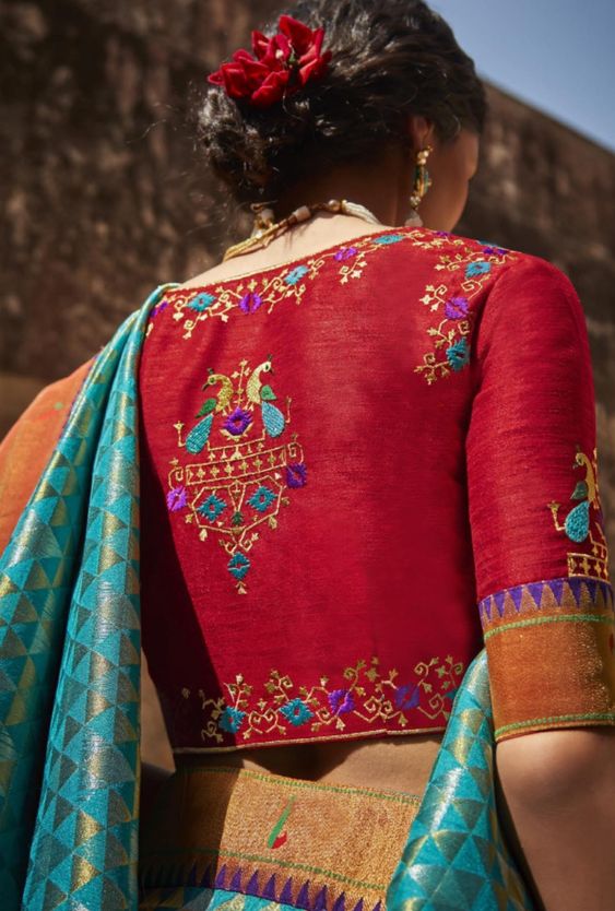 Embroidered Blouse for Soft Silk Saree