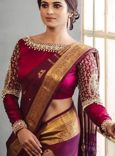 Full Sleeves Designer Silk Blouse
