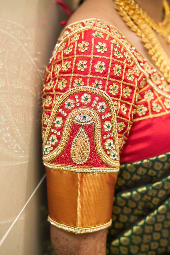 Heavy Work On Sleeves Blouse Design