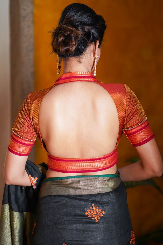 High Neck Backless Blouse