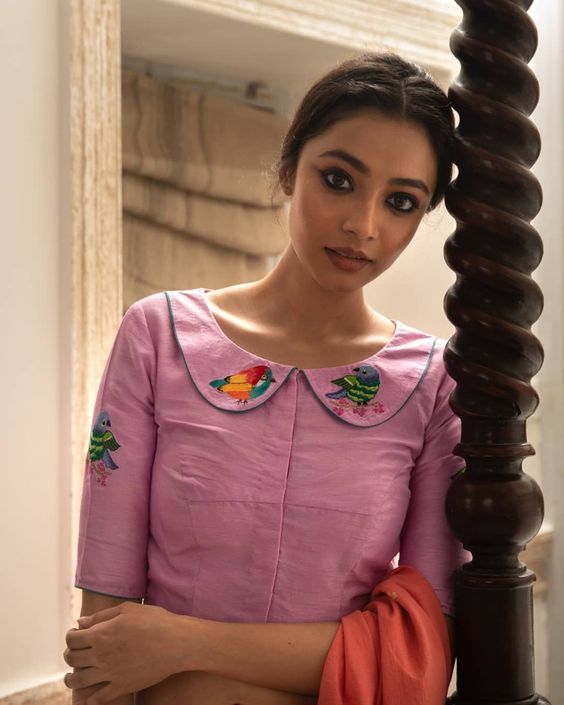 High Neck Collar Blouse Design