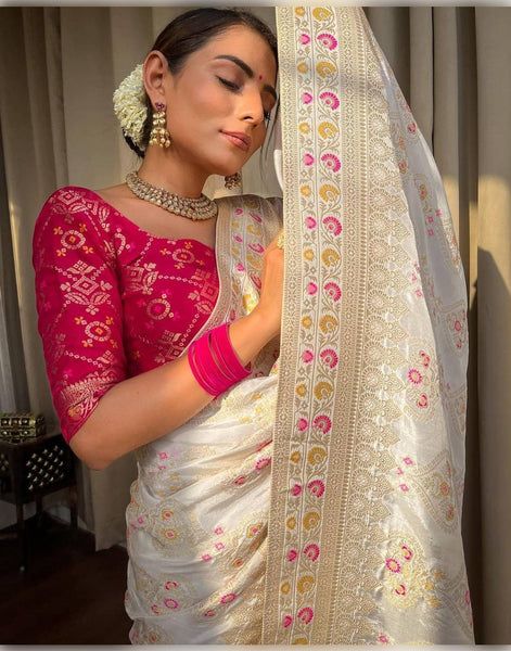 Pink Blouse for Banarasi Silk Saree