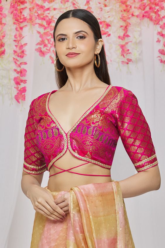 Plunging V Neck Blouse