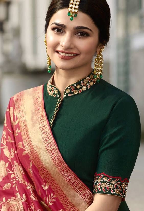 Silver Printed High-Neck Blouse for Soft Banarasi Saree