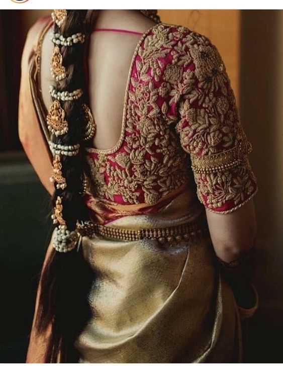 Stone Work And Maggam Embroidery Blouse Design