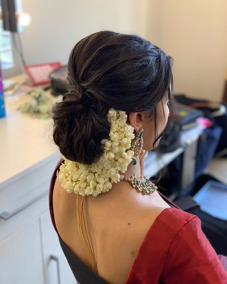 Bouffant Bun Hairstyle With puff hairstyle for saree