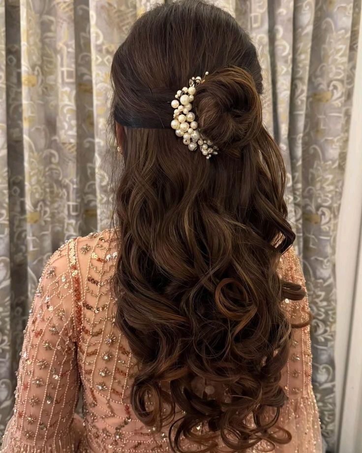 Half-Up Half-Down Hairstyle with Saree