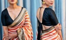 Deep V-Neck Tie-Up Back Blouse