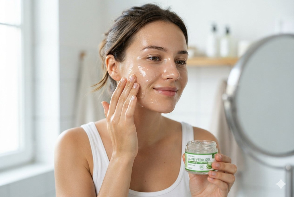 Aloe Vera Gel on the oily face