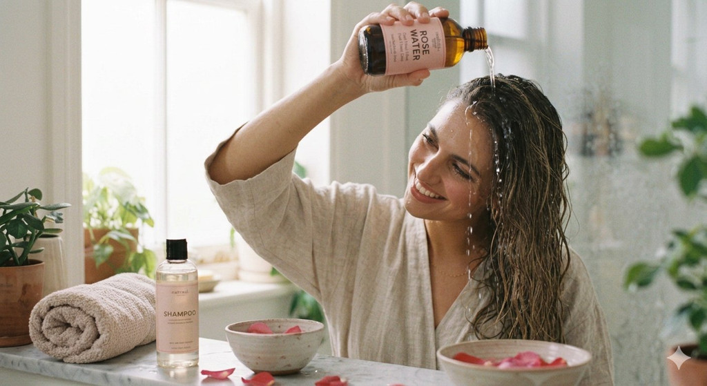 Use Rose Water as a Hair Rinse After Shampoo