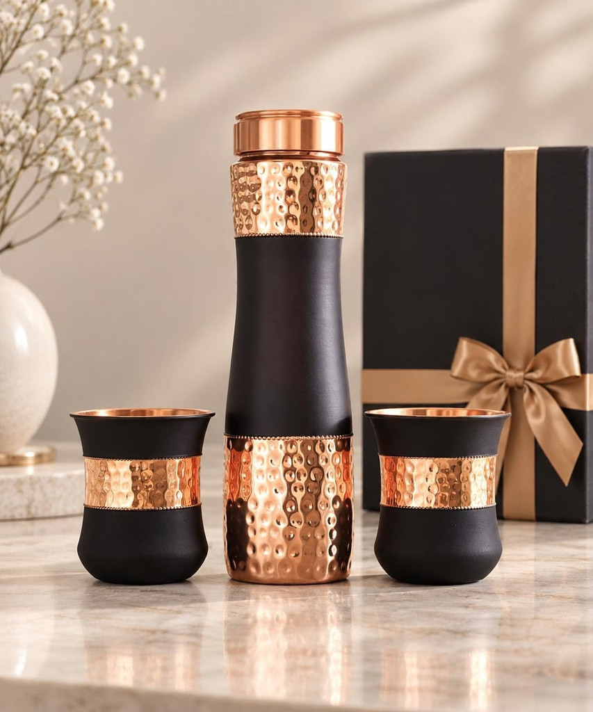 Premium Copper or Glass Water Bottle Set