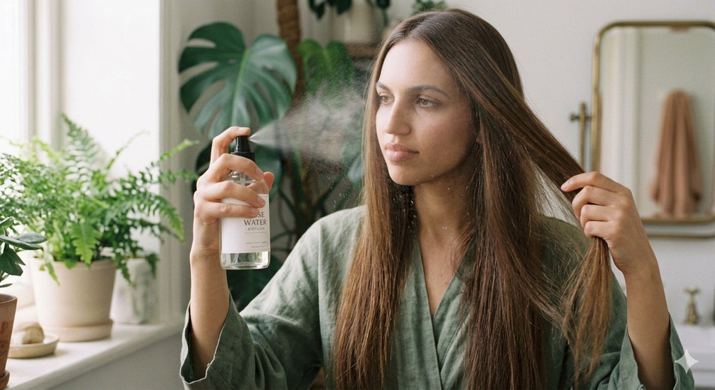 Rose Water as a Leave-In Hair Mist