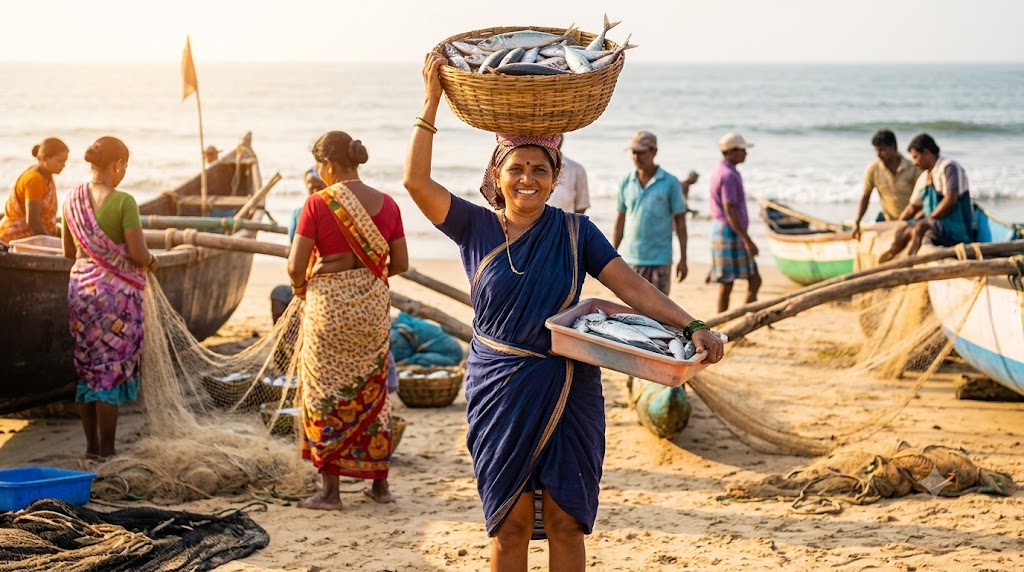 Goan fisherwoman wearing a Kashta saree